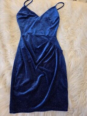 Sparkly Slip Dress in Rich Royal Blue
